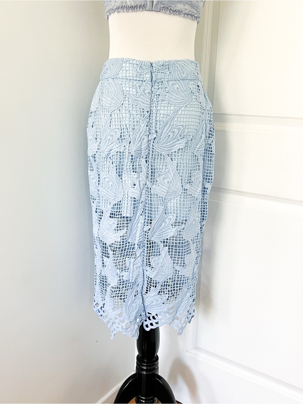 J.O.A. Powder Blue Crochet Midi Skirt - Medium - Picture 4 of 6